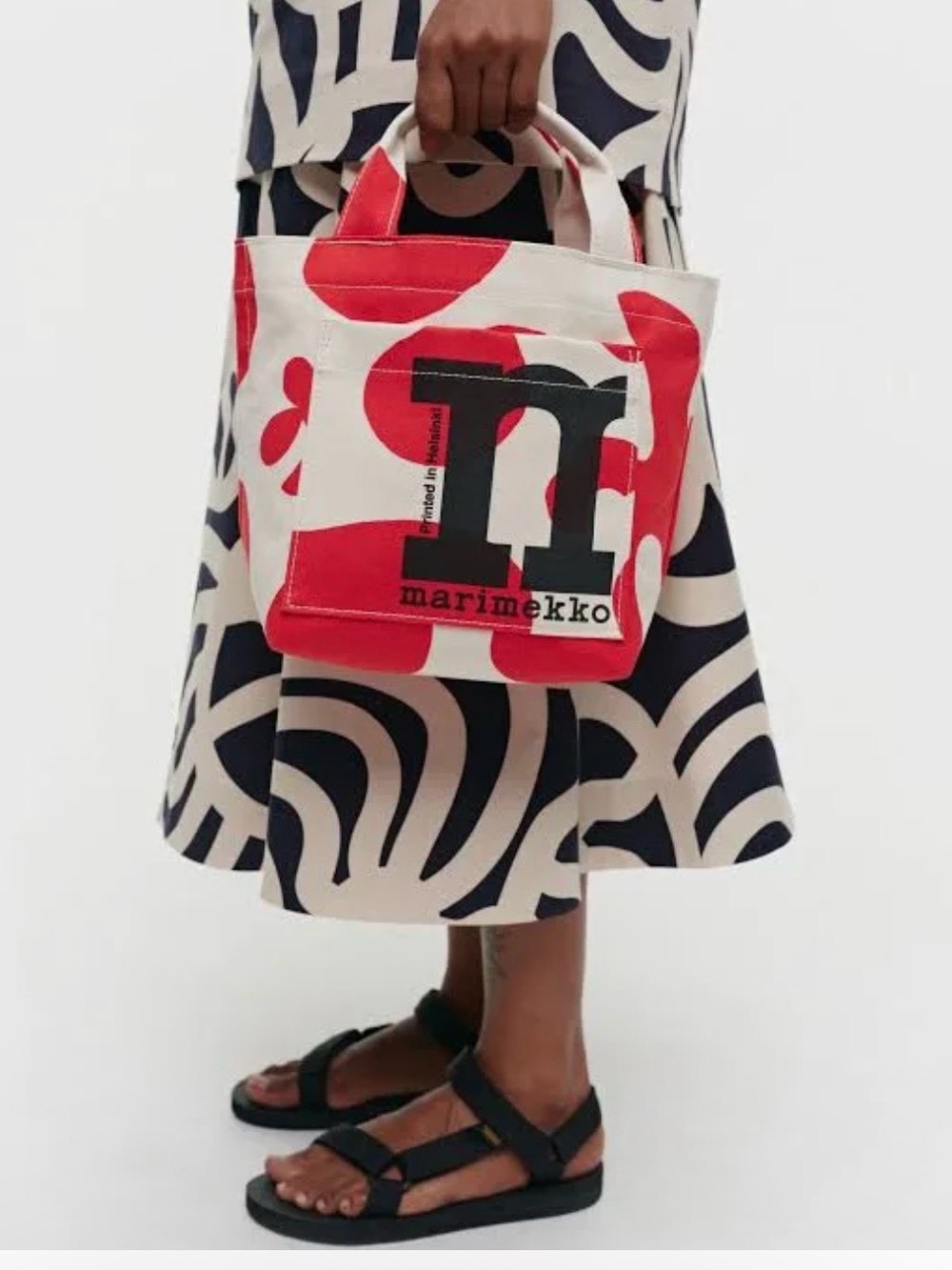Marimekko Red and White Small Tote Logo Tote